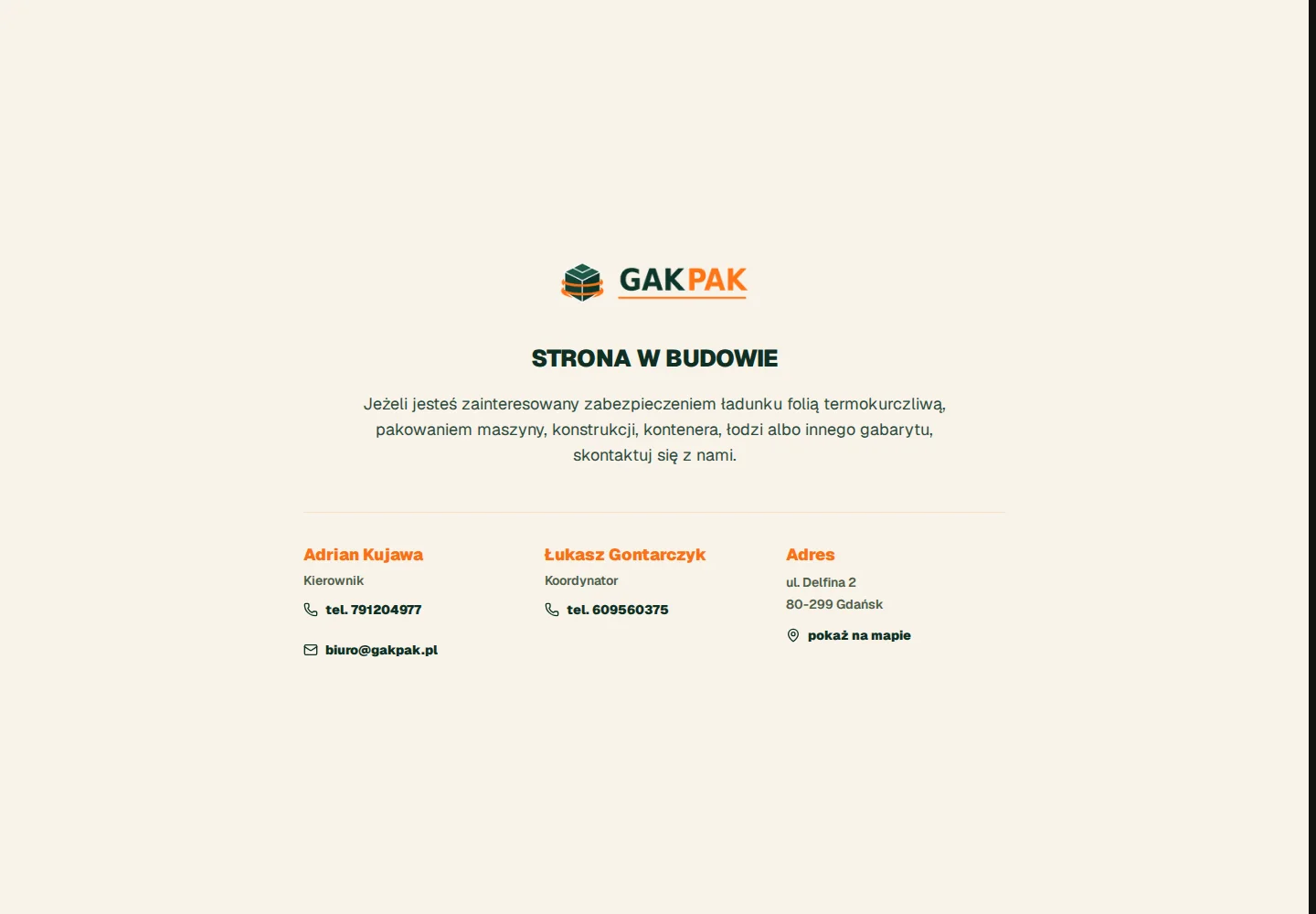 GakPak - brand contact page